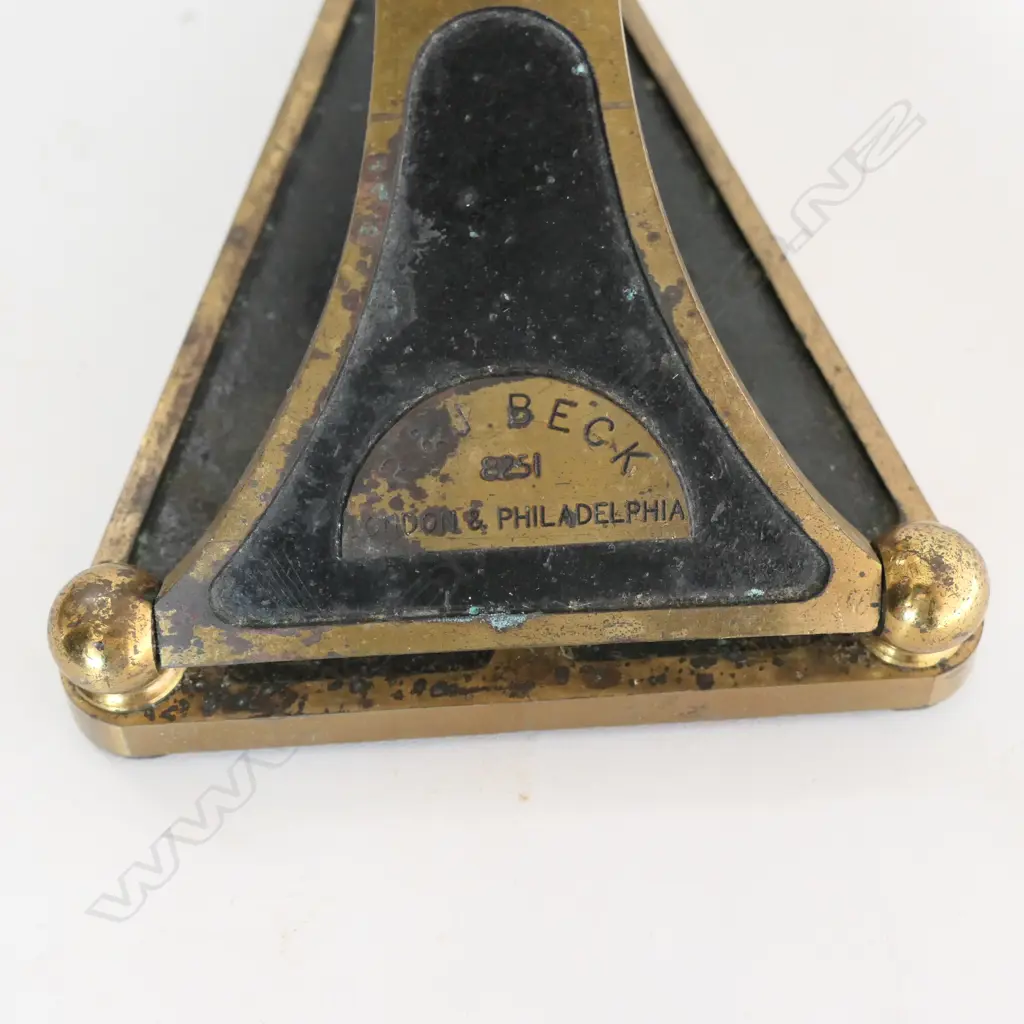 K & J BECK LONDON & PHILIDAELPHIA FOLDING COMPOUND MICROSCOPE, PIVOT BRACKET ABSENT Image 1++